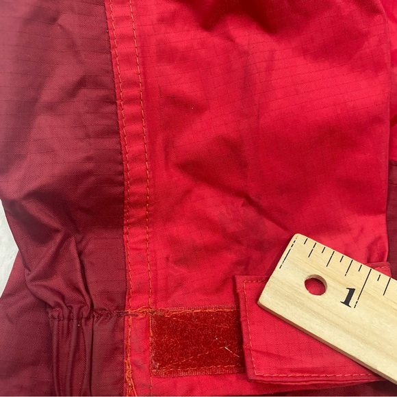 LL Bean Rain Jacket Youth Size Medium 10/12 Red Reflective Hooded Coat Nylon - Picture 2 of 16